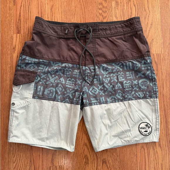 Vans Brown and Blue Board Shorts Swimwear - Picture 1 of 4